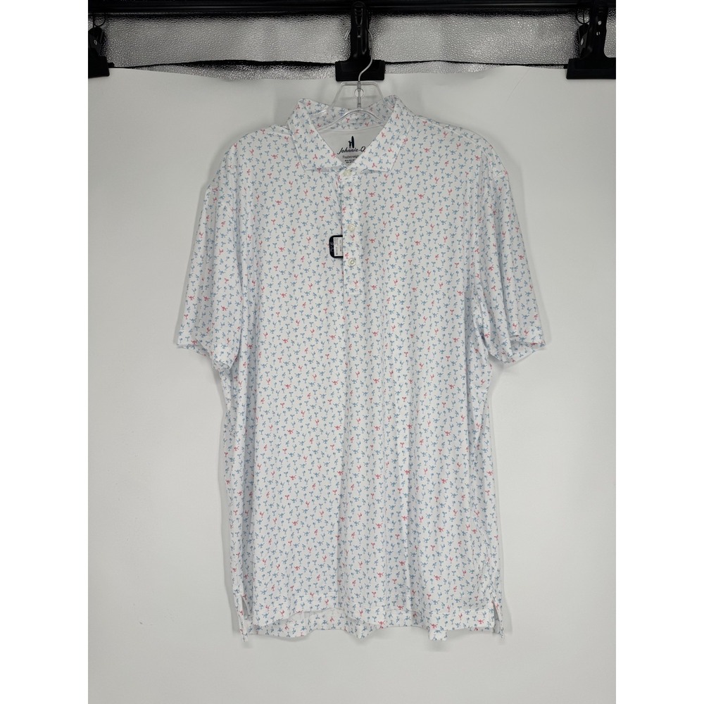 Johnnie O Pin up Featherweight Polo Shirt Alcohol AOP Large Golf Performance